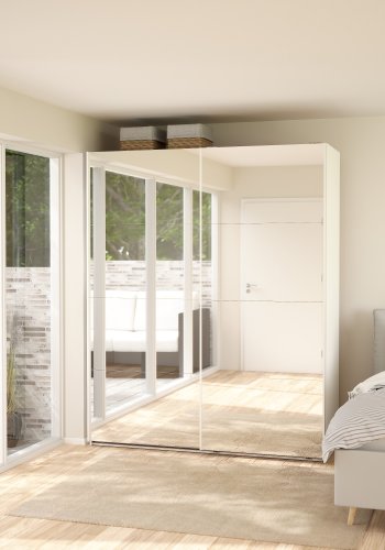 TVILUM Bergamo Garderob med 2 skjutd�rrar och spegel 180 x 220 cm - Paket