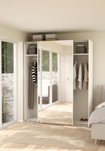 TVILUM Bergamo Garderob med 2 skjutd�rrar och spegel 180 x 220 cm - Paket