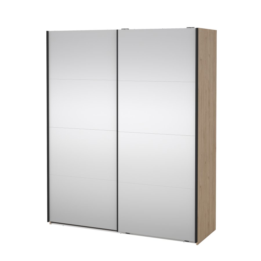 TVILUM Bergamo Garderob med 2 skjutd&ouml;rrar och spegel 180 x 220 cm - Paket