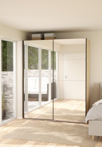 TVILUM Bergamo Garderob med 2 skjutd�rrar och spegel 180 x 220 cm - Paket