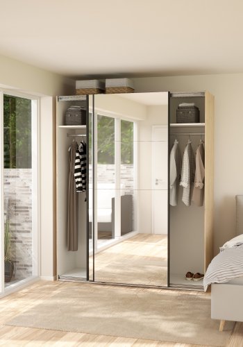 TVILUM Bergamo Garderob med 2 skjutd�rrar och spegel 180 x 220 cm - Paket