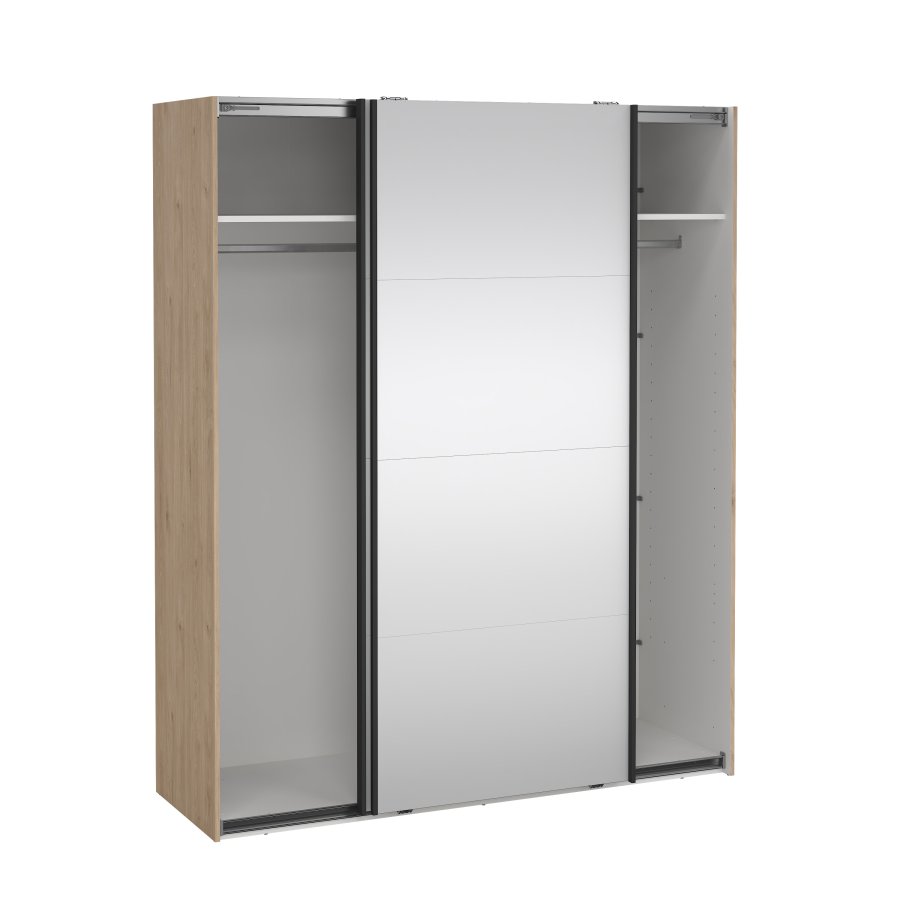 TVILUM Bergamo Garderob med 2 skjutd&ouml;rrar och spegel 180 x 220 cm - Paket