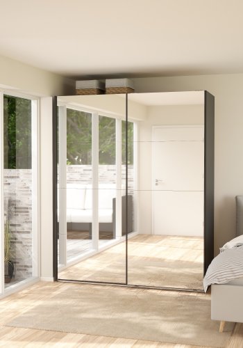 TVILUM Bergamo Garderob med 2 skjutd�rrar och spegel 180 x 220 cm - Paket