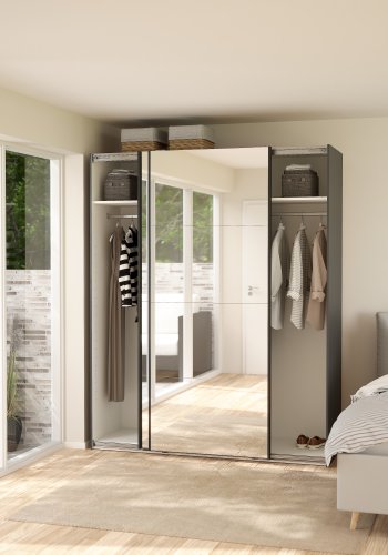 TVILUM Bergamo Garderob med 2 skjutd�rrar och spegel 180 x 220 cm - Paket