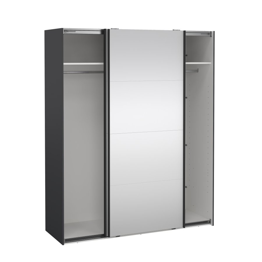 TVILUM Bergamo Garderob med 2 skjutd&ouml;rrar och spegel 180 x 220 cm - Paket