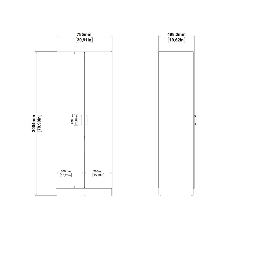 TVILUM Focus Garderob med 2 d&ouml;rrar + 1 l�da - Paket