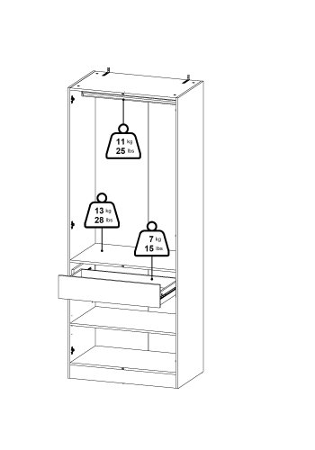TVILUM Focus Garderob med 2 d&ouml;rrar + 1 l�da - Paket