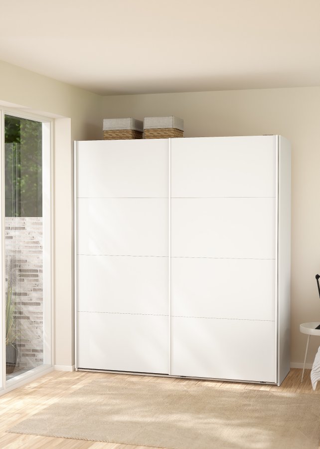 TVILUM Bergamo Garderob med 2 skjutd&ouml;rrar 180 x 200 cm - Paket