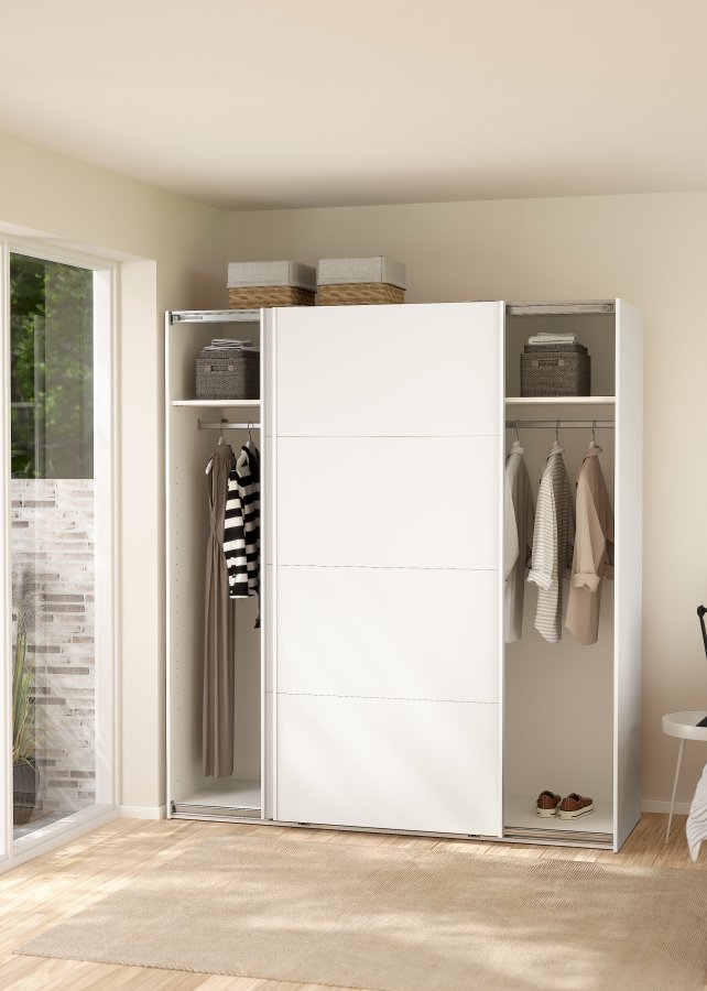 TVILUM Bergamo Garderob med 2 skjutd&ouml;rrar 180 x 200 cm - Paket