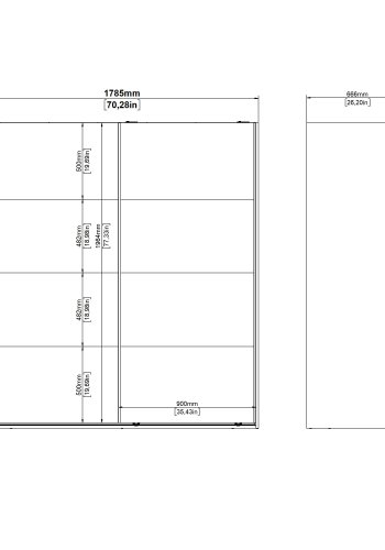 TVILUM Bergamo Garderob med 2 skjutd&ouml;rrar 180 x 200 cm - Paket