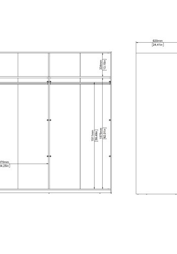 TVILUM Bergamo Garderob med 2 skjutd&ouml;rrar 180 x 200 cm - Paket