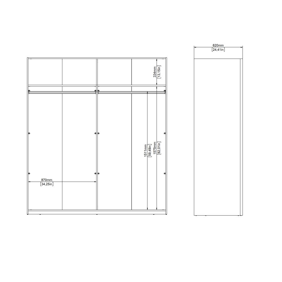 TVILUM Bergamo Garderob med 2 skjutd&ouml;rrar 180 x 200 cm - Paket