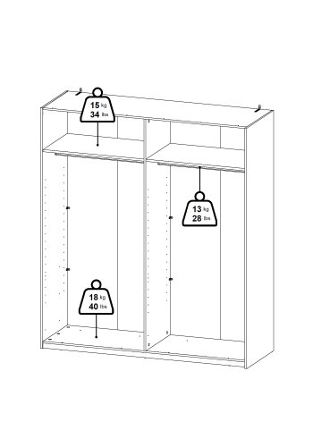 TVILUM Bergamo Garderob med 1 skjutd&ouml;rr + 1 skjutd&ouml;rr med spegel 180 x 200 cm - Paket