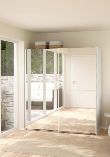 TVILUM Bergamo Garderob med 2 skjutd�rrar och spegel 180 x 200 cm - Paket