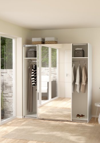 TVILUM Bergamo Garderob med 2 skjutd�rrar och spegel 180 x 200 cm - Paket