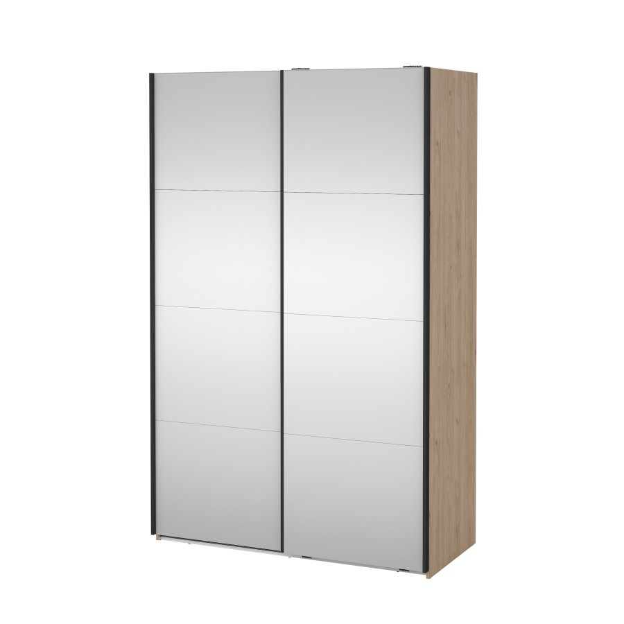 TVILUM Bergamo Garderob med 2 skjutd&ouml;rrar och spegel 140 x 220 cm - Paket