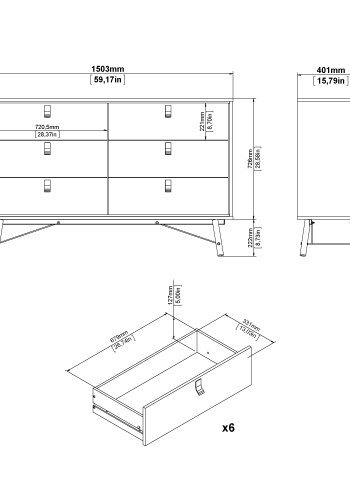 TVILUM Ry Dubbelbyr� med 6 l�dor - Parcel