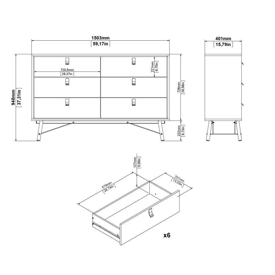 TVILUM Ry Dubbelbyr� med 6 l�dor - Parcel