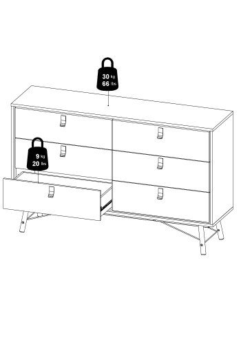 TVILUM Ry Dubbelbyr� med 6 l�dor - Parcel