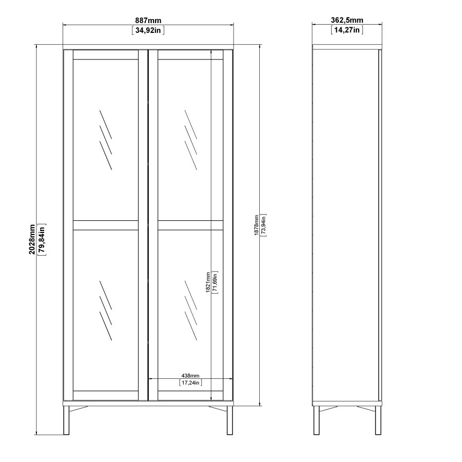 TVILUM Roomers porcel�nsskab med 2 l�ger - Parcel