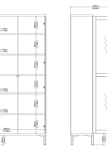 TVILUM Roomers porcel�nsskab med 2 l�ger - Parcel
