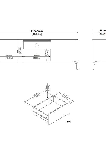 TVILUM Bergen TV-m�bel med 2 l�ger + 1 skuffe - Parcel