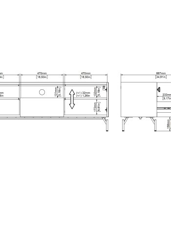 TVILUM Bergen TV-m�bel med 2 l�ger + 1 skuffe - Parcel