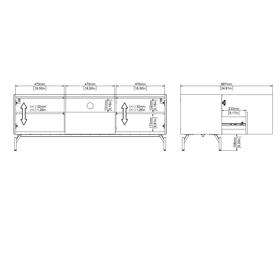TVILUM Bergen TV-m�bel med 2 l�ger + 1 skuffe - Parcel