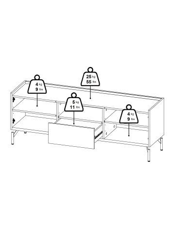 TVILUM Bergen TV-m�bel med 2 l�ger + 1 skuffe - Parcel