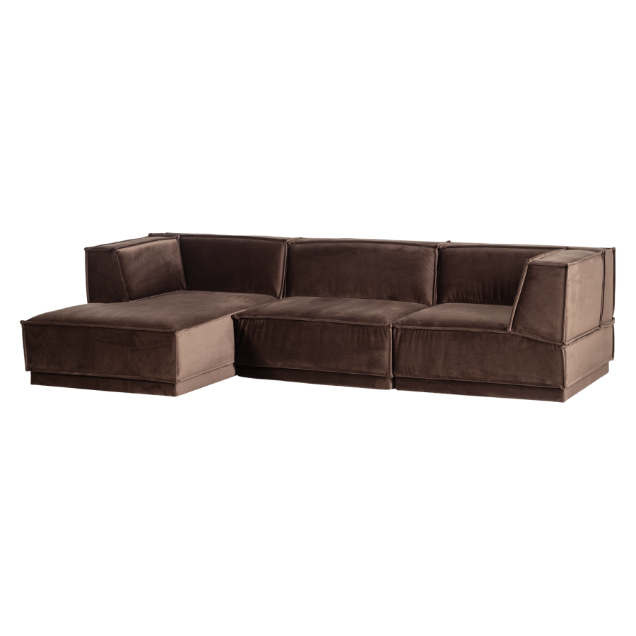 WOOOD Manu Sjeselongsofa Venstre fl�yel brun [Fsc]