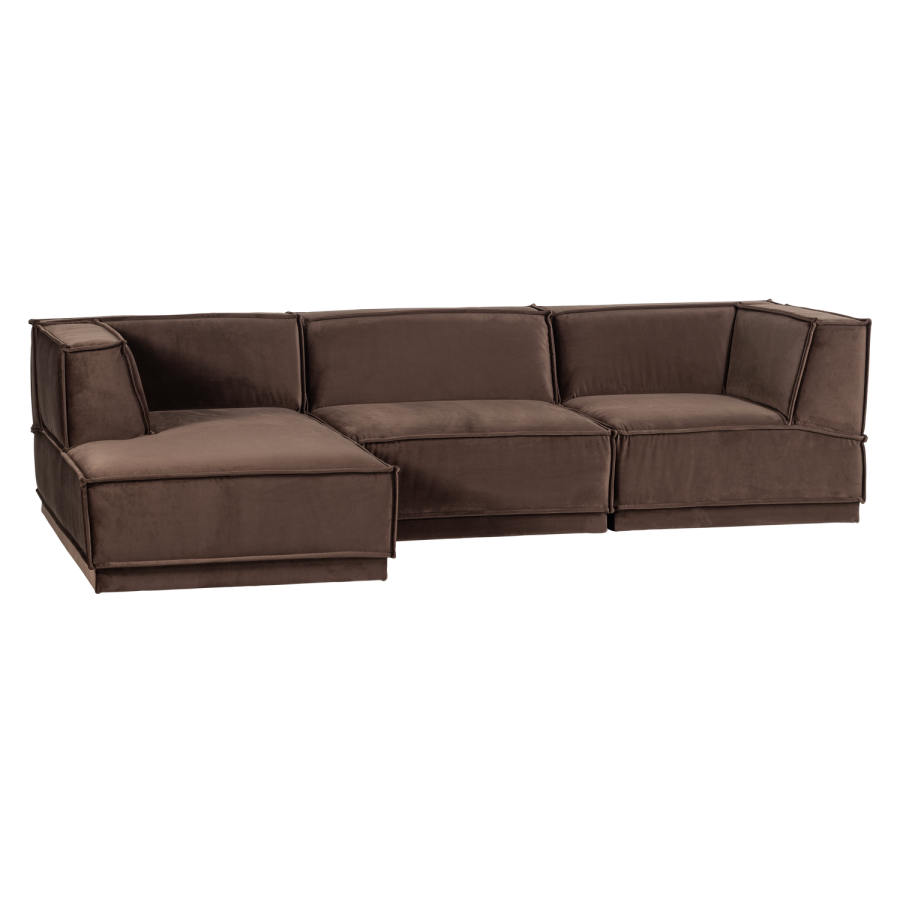 WOOOD Manu Sjeselongsofa Venstre fl�yel brun [Fsc]
