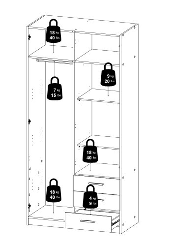 Sprint garderob 2 d&ouml;rrar + 3 l�dor - Paket