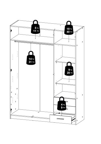 Sprint garderob 3 d&ouml;rrar + 3 l�dor - Paket