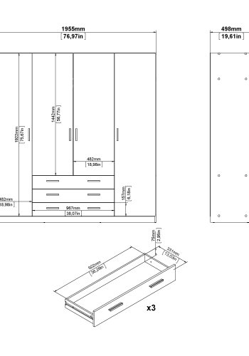 Sprint garderob 4 d�rrar + 3 l�dor - Paket
