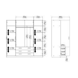 Sprint Garderobeskab 4 l�ger + 3 skuffer -  Tvilum