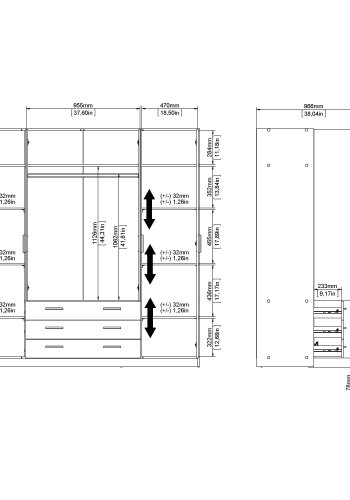 Sprint garderob 4 d�rrar + 3 l�dor - Paket