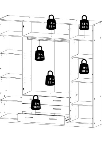Sprint garderob 4 d�rrar + 3 l�dor - Paket