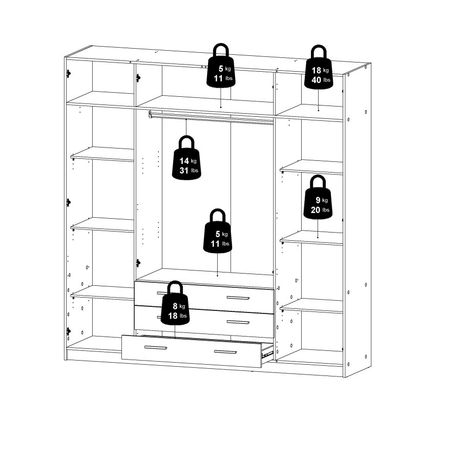 Sprint garderob 4 d�rrar + 3 l�dor - Paket