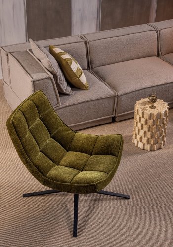 WOOOD Maudi dreibar lenestol Chenille Textured Green