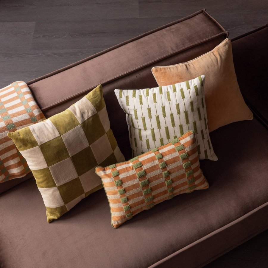 WOOOD Vola Puter Velour Gr�nn/Oransje - Sett med 4