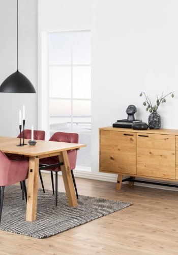 ACT NORDIC Brooke spisebordsstol, med armlener - korall polyester og sort metall