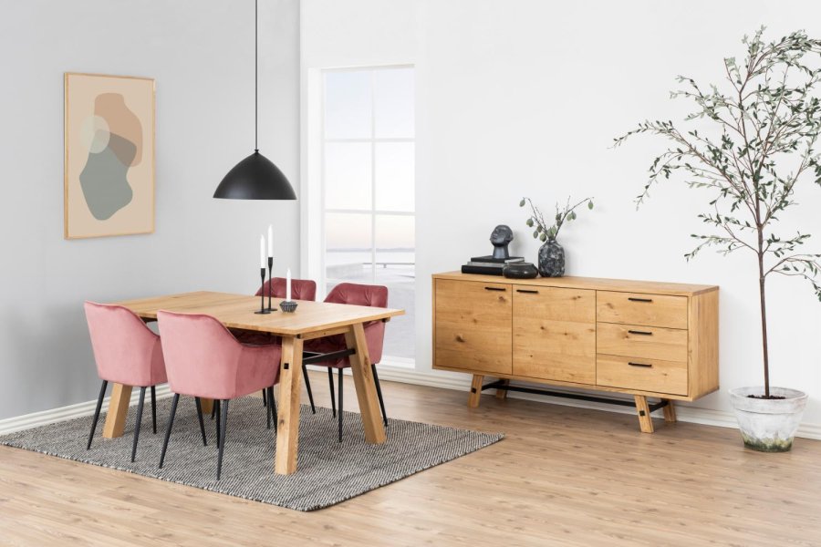 ACT NORDIC Brooke spisebordsstol, med armlener - korall polyester og sort metall