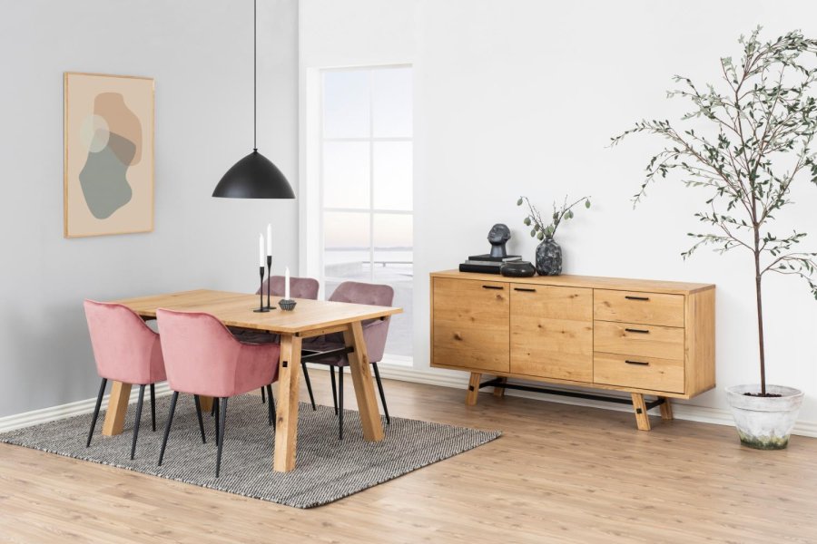 ACT NORDIC Brooke spisebordsstol, med armlener - korall polyester og sort metall