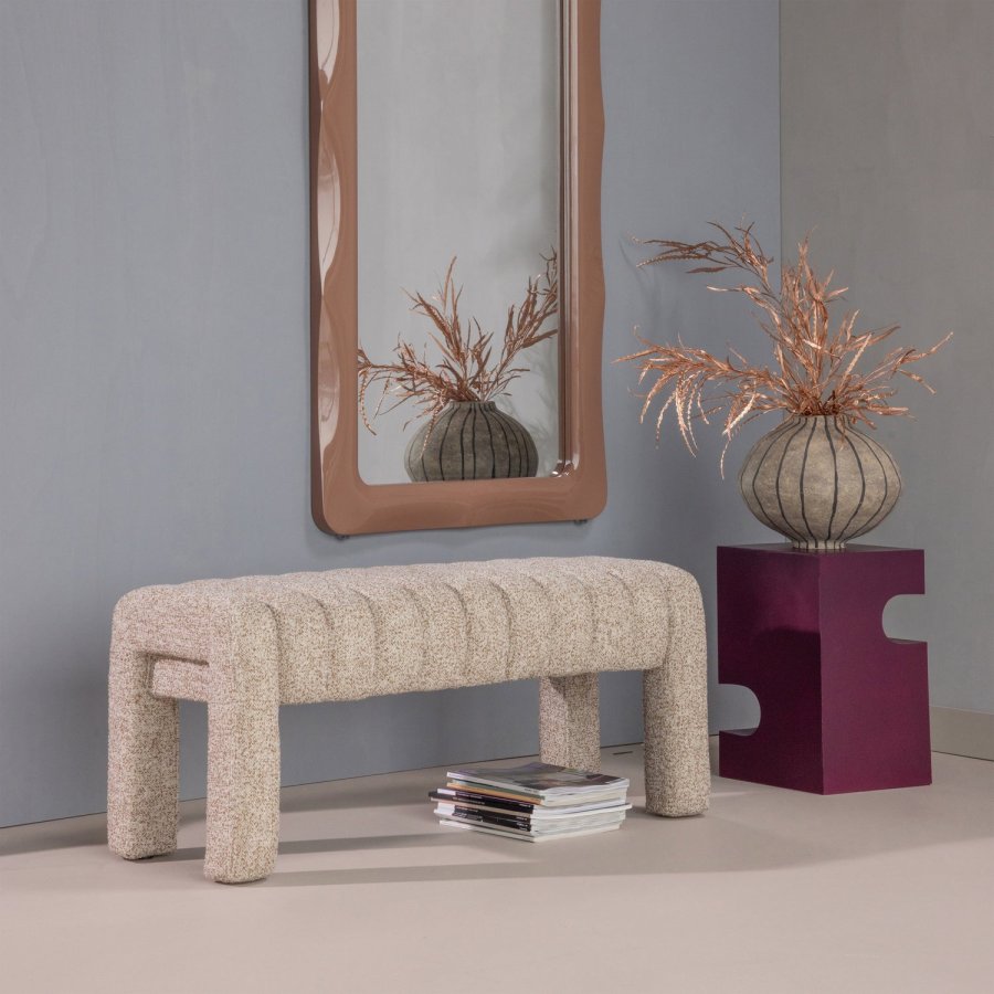 WOOOD Frex polstret benk Boucl&eacute; brun [Fsc]