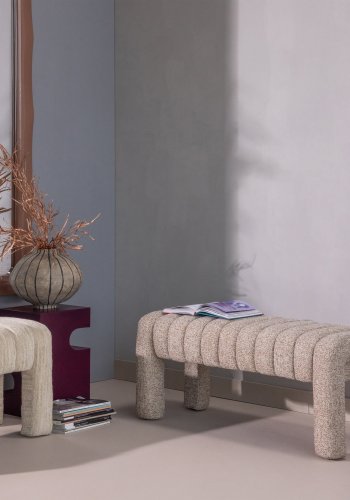 WOOOD Frex polstret benk Boucl&eacute; brun [Fsc]