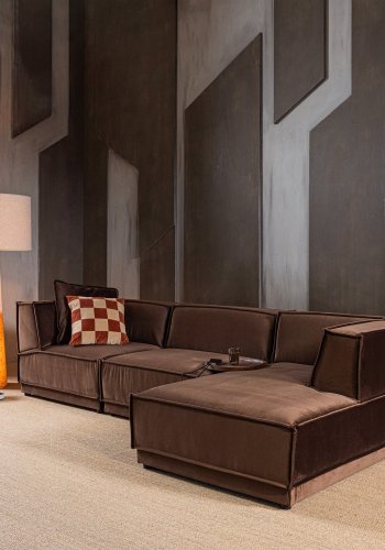 WOOOD Manu Sch�slongsoffa H�ger Sammet Brun [Fsc]
