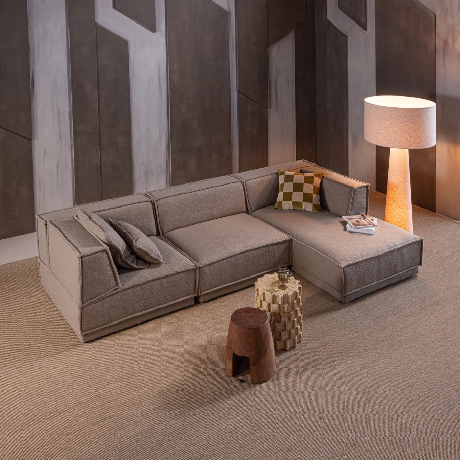 WOOOD Manu Sjeselongsofa H�yre Grov Chenille Naturfarget [Fsc]