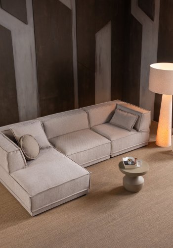 WOOOD Manu Sch�slongsoffa V�nster Grov Chenille Naturlig [Fsc]
