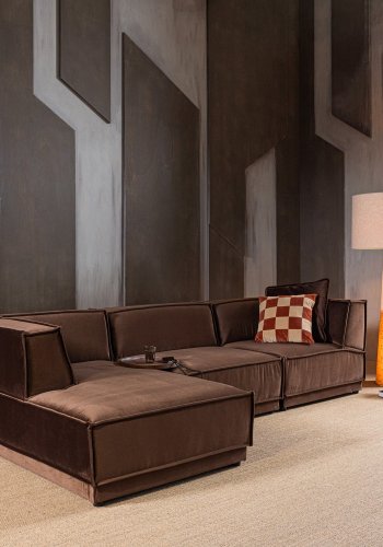 WOOOD Manu Sch�slongsoffa V�nster Sammet Brun [Fsc]