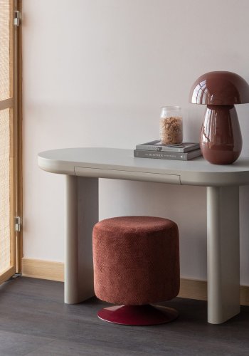 WOOOD Islen puff med dreiebase Boucl&eacute; burgunderr�d